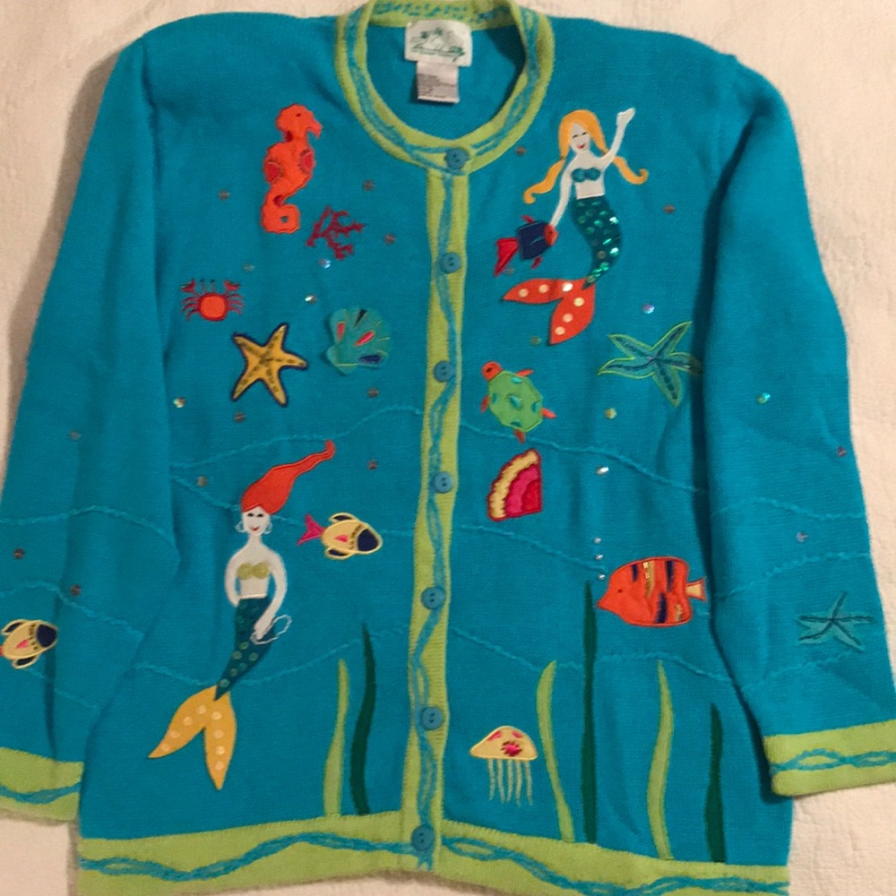 The Quacker Factory Ocean Sweater Sz M
